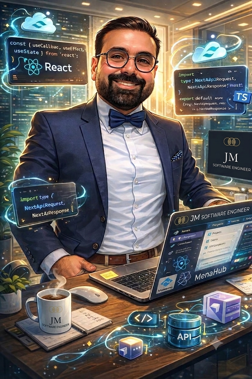 Illustrated portrait of Jalal Masoud
